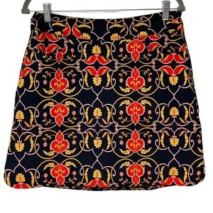 {EP Pro} Navy Gold Floral Vine Novelty Print Golf Tennis Pickleball Skort